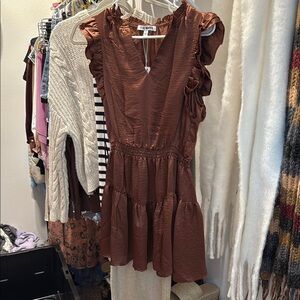 Brown Ruffled Dress